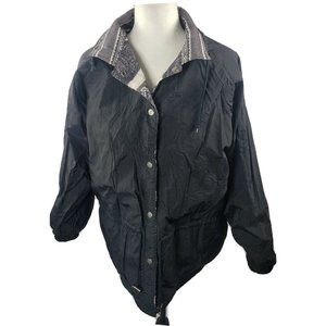 Vintage Casual Club Windbreaker Jacket S Black